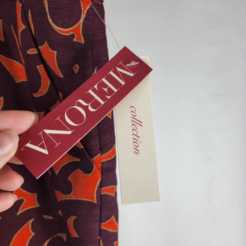 NWT Merona Orange Black Scroll Print Mini Skirt Size 16 Fun Eye Catching - Picture 2 of 8